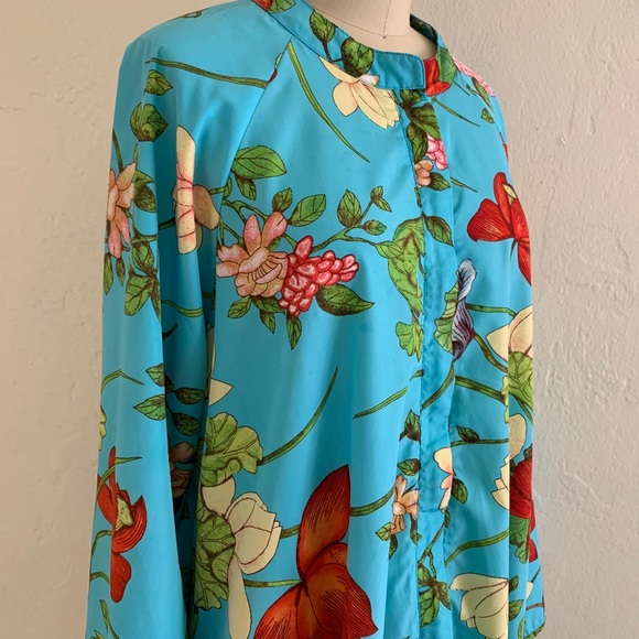 Sold Aqua Blue Floral Maxi Kaftan - Picture 6 of 12